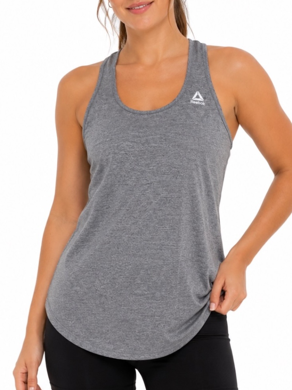 Reebok Tank Top Womens Size Small Heathered Gray Racerback Athletic